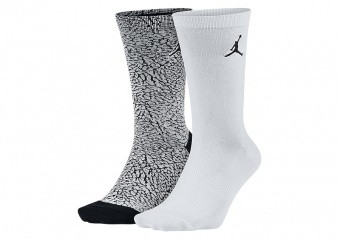 NIKE AIR JORDAN ELEPHANT CREW SOCKS WHITE BLACK