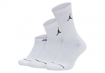 NIKE AIR JORDAN EVERYDAY WATERFALL SOCKS WHITE