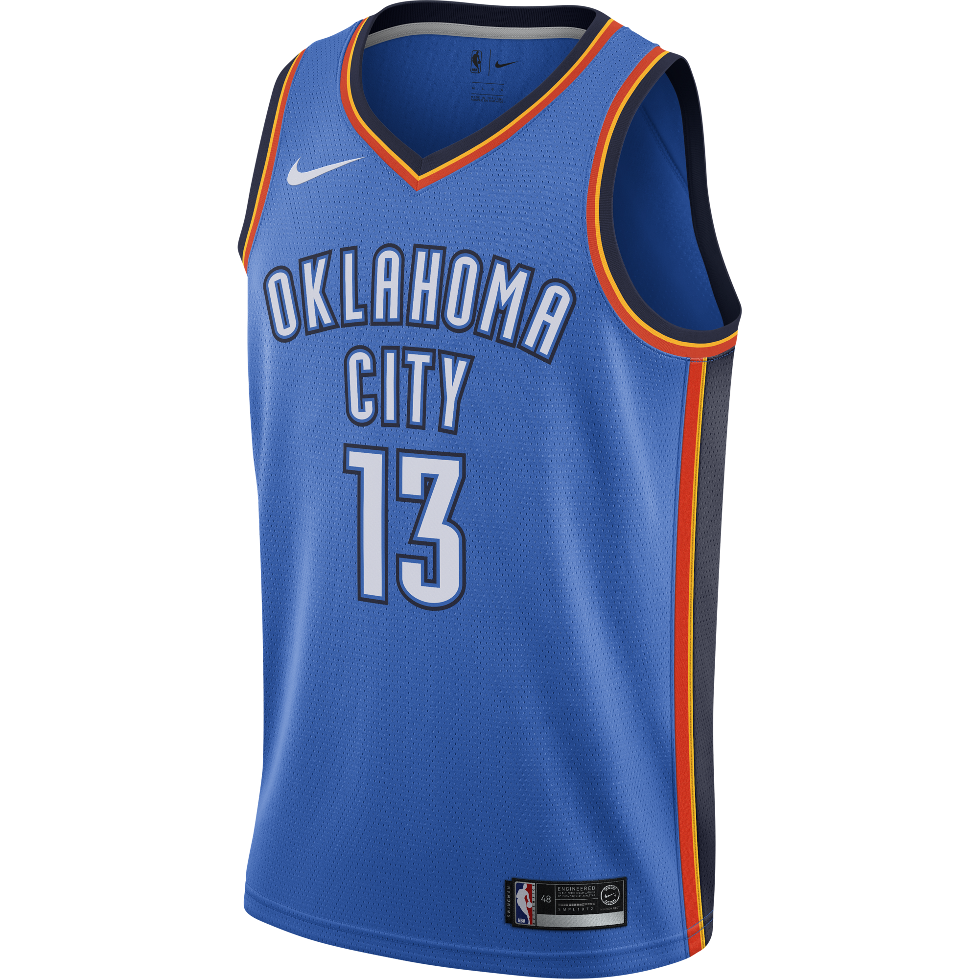 NIKE NBA OKLAHOMA CITY THUNDER PAUL GEORGE ROAD SWINGMAN JERSEY SIGNAL BLUE