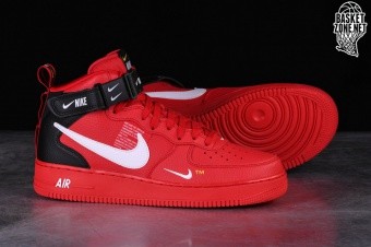 Nike air force 1 mid lv8 on sale red and black