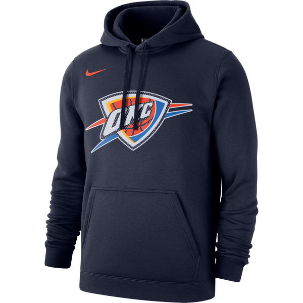 NIKE NBA OKLAHOMA CITY THUNDER CLUB LOGO FLEECE PULLOVER HOODIE COLLEGE NAVY