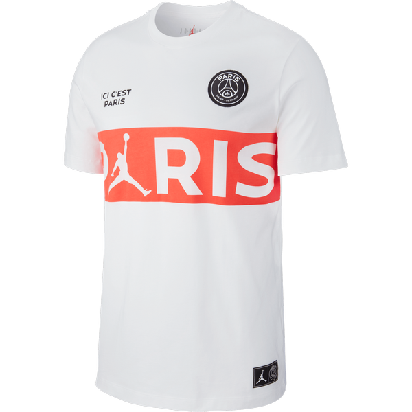 NIKE AIR JORDAN PSG PARIS SAINT-GERMAIN WORDMARK TEE WHITE