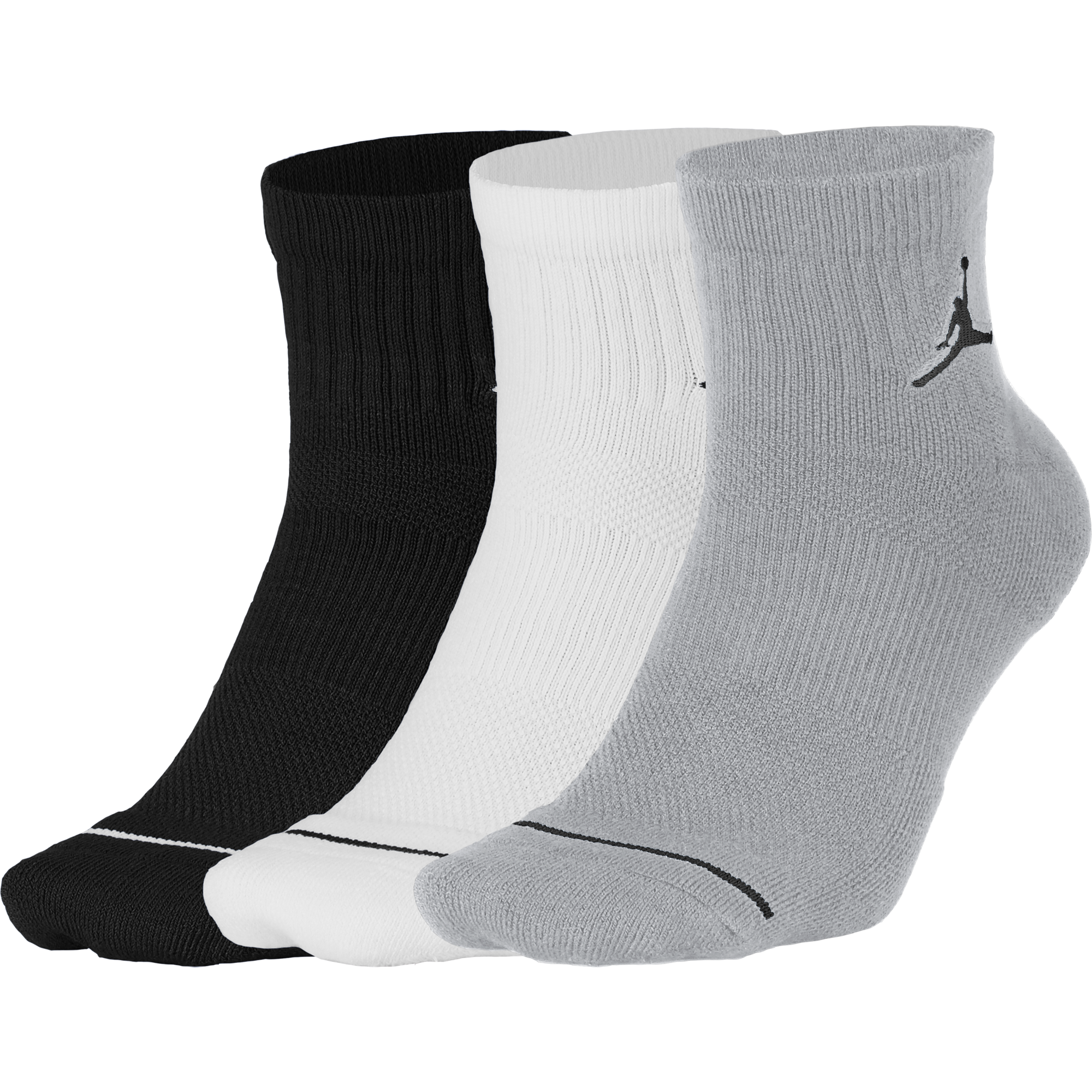 NIKE AIR JORDAN JUMPMAN QTR SOCKS 3PACK WOLF GREY