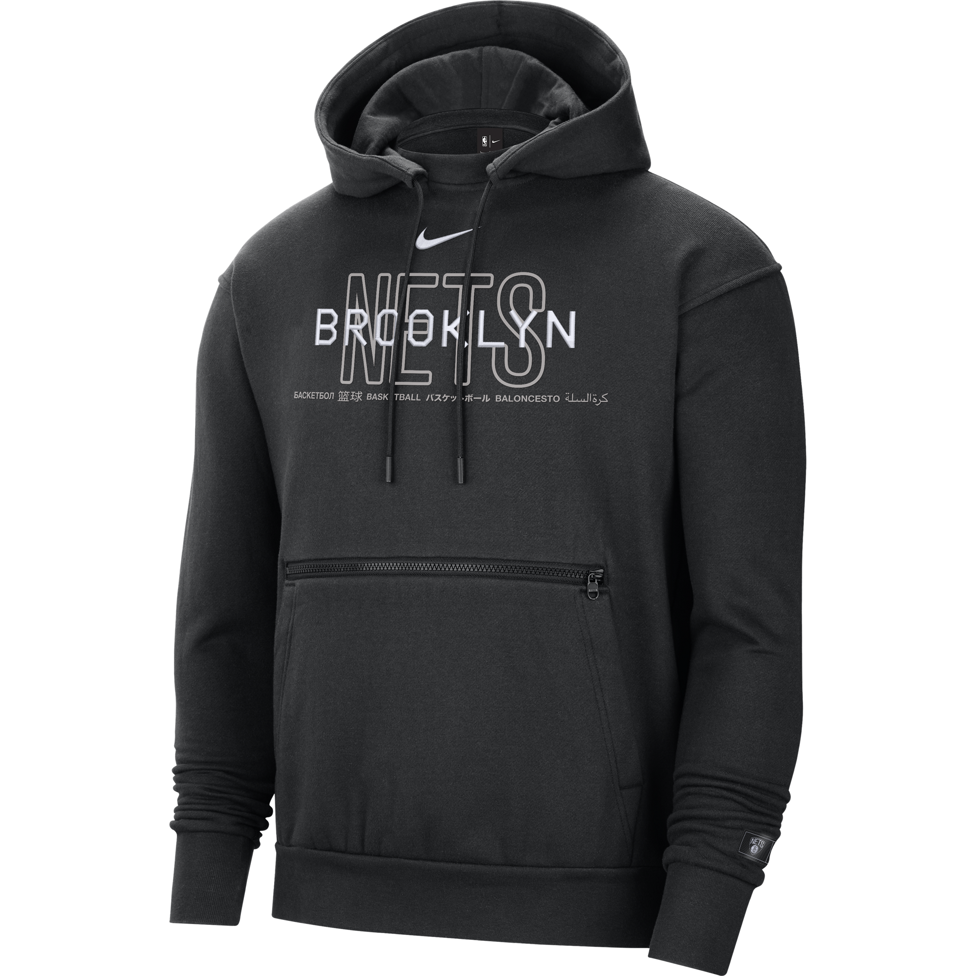 NIKE NBA BROOKLYN NETS COURTSIDE PULLOVER HOODIE BLACK