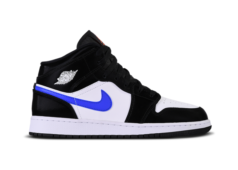 NIKE AIR JORDAN 1 RETRO MID GS BLACK RACER BLUE WHITE