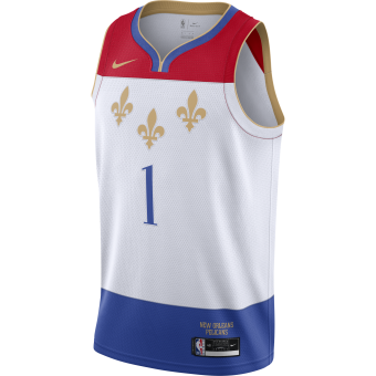 NIKE NBA NEW ORLEANS PELICANS ZION WILLIAMSON CITY EDITION SWINGMAN JERSEY WHITE