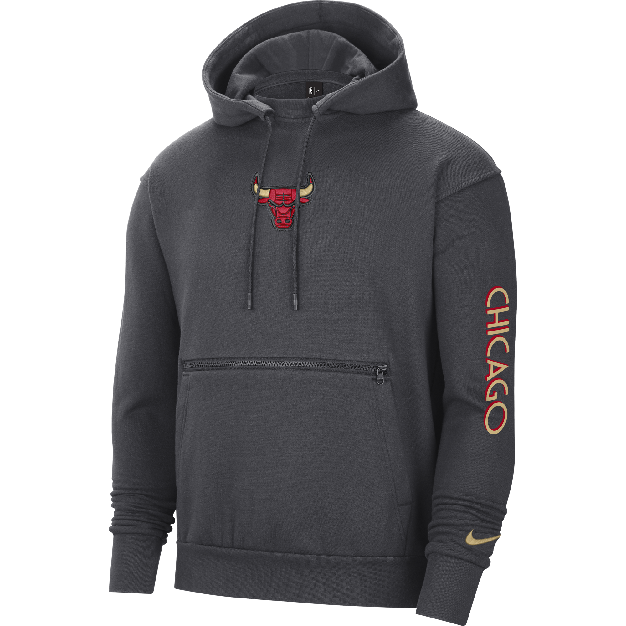 NIKE NBA CHICAGO BULLS COURTSIDE CITY EDITION PULLOVER HOODIE ANTHRACITE