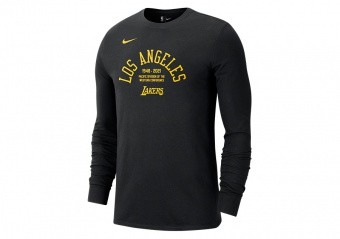 NIKE NBA LOS ANGELES LAKERS COURTSIDE ELEMENT LONG-SLEEVE TEE BLACK