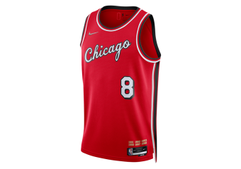NIKE NBA CHICAGO BULLS ZACH LAVINE CITY EDITION 2021 SWINGMAN JERSEY UNIVERSITY RED