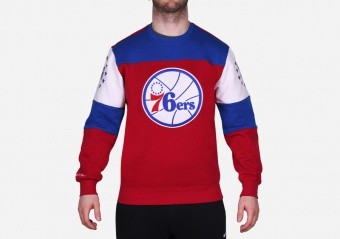 MITCHELL & NESS OVERTIME FLEECE CREW SWEATSHIRT PHILADELPHIA 76ERS